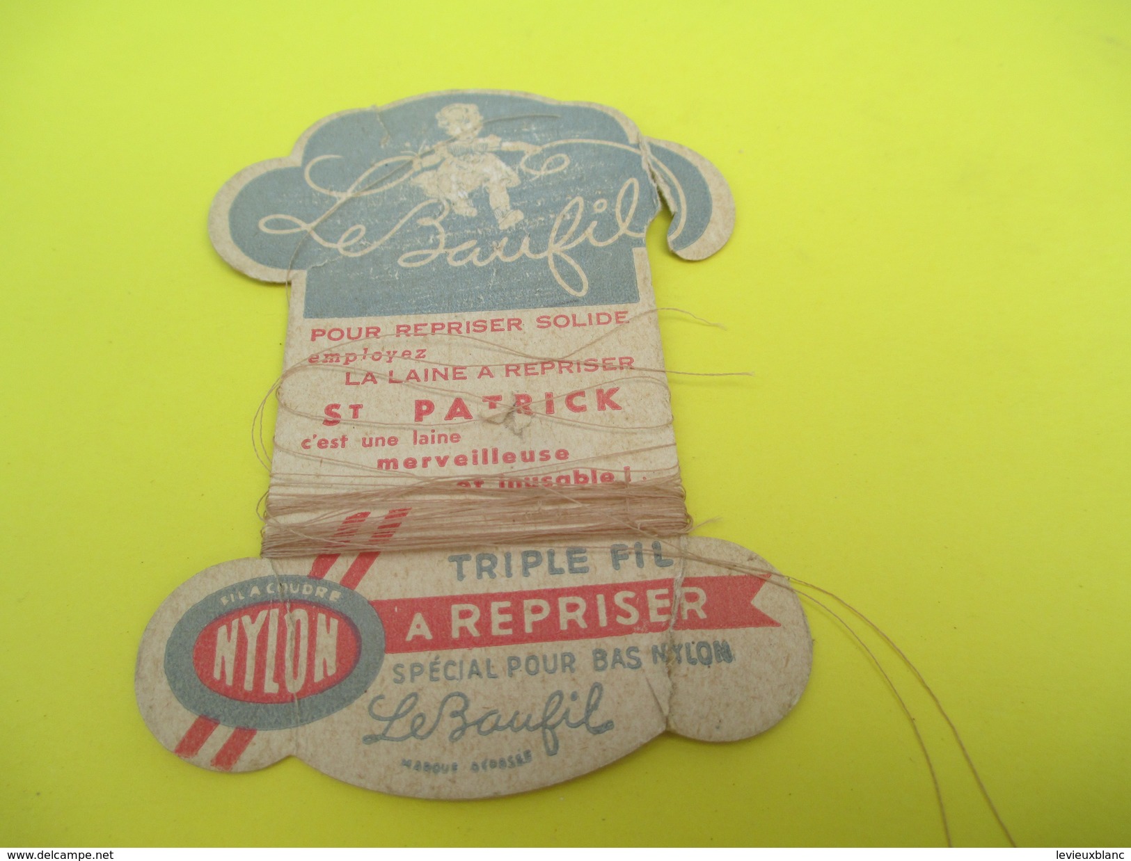 Mercerie/Carton Présentoir/Le Baufil/Nylon/Triplefil/à Repriser/St Patrick/Spécial Pour Bas Nylon /Vers1940-1960   MER54 - Sonstige & Ohne Zuordnung