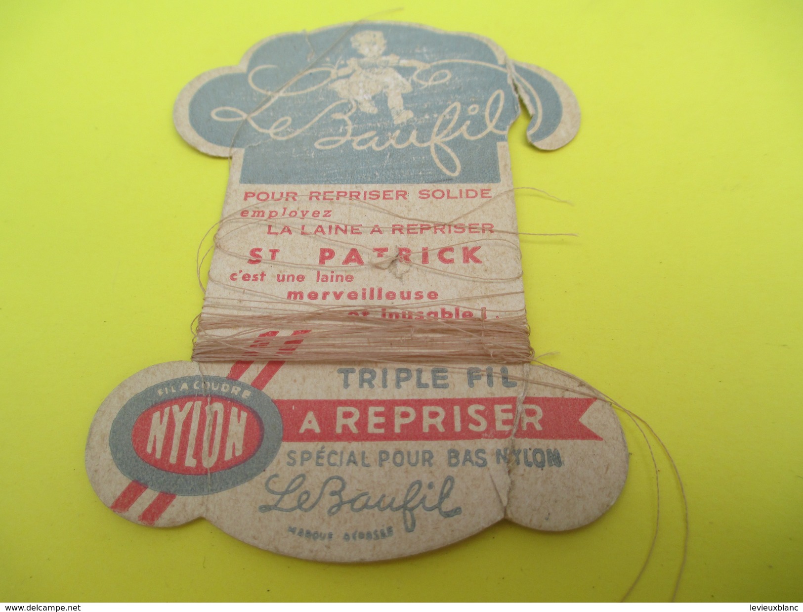 Mercerie/Carton Présentoir/Le Baufil/Nylon/Triplefil/à Repriser/St Patrick/Spécial Pour Bas Nylon /Vers1940-1960   MER54 - Andere & Zonder Classificatie