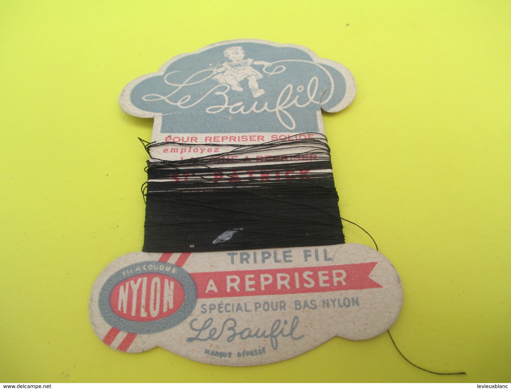 Mercerie/Carton Présentoir/Le Baufil/Nylon/Triplefil/à Repriser/St Patrick/Spécial Pour Bas Nylon /Vers1940-1960   MER55 - Altri & Non Classificati