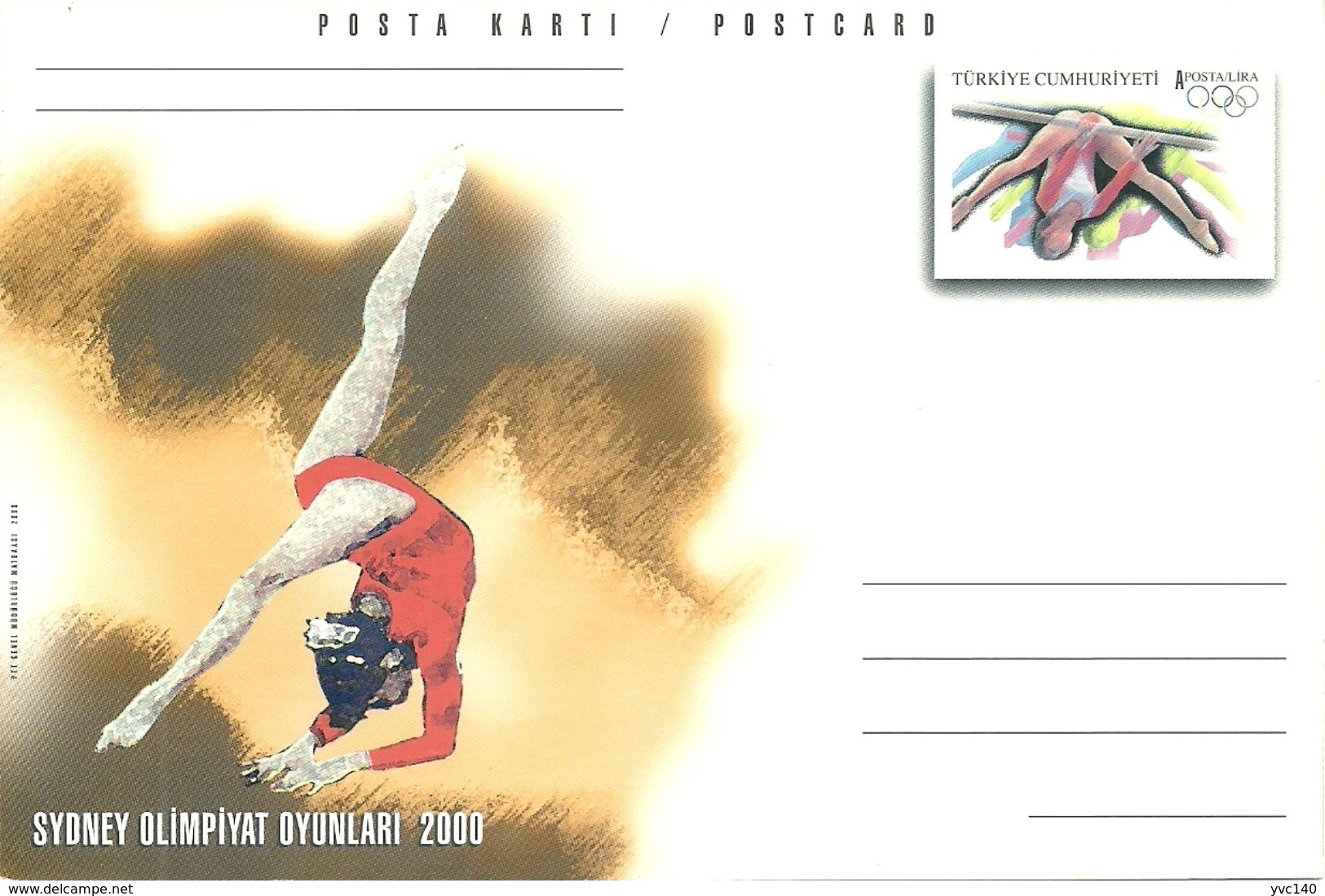 Turkey; 2000 Postal Stationery "Sydney Olympic Games (Gymnastic)" - Ganzsachen