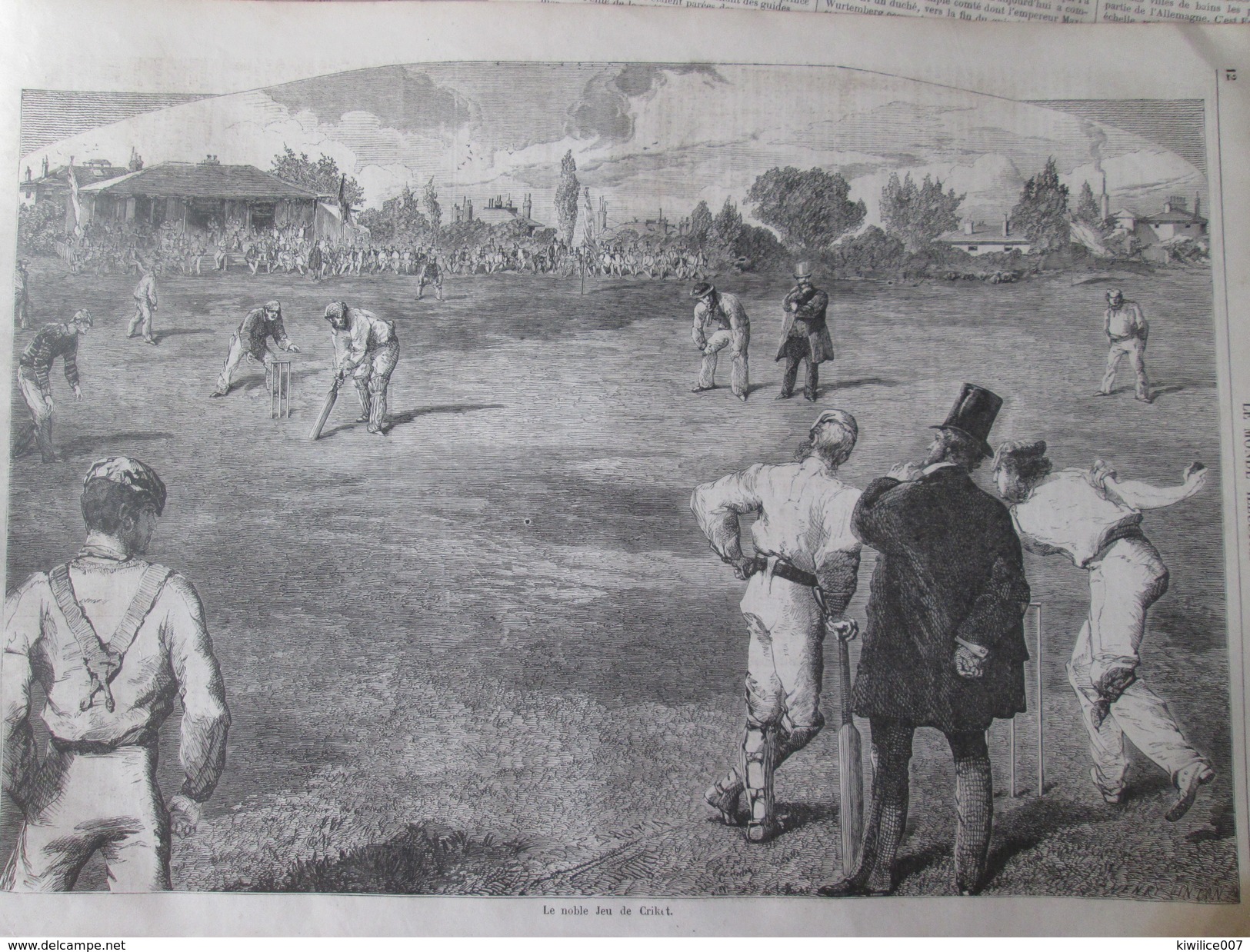 Gravure D Epoque 1857  Le Noble Jeu De Cricket  Sport Lord S Cricket Ground  Sport Anglettere - Autres & Non Classés