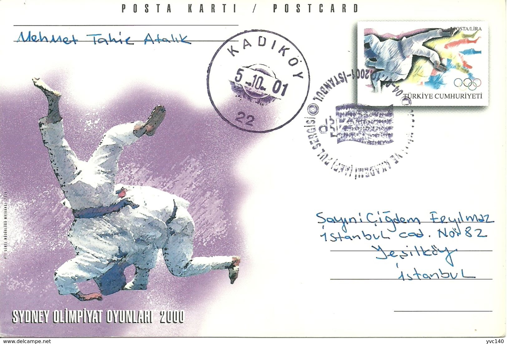 Turkey; 2000 Postal Stationery "Sydney Olympic Games (Judo)" - Entiers Postaux