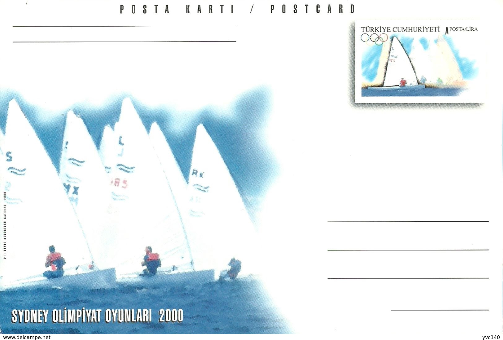 Turkey; 2000 Postal Stationery "Sydney Olympic Games (Sailing)" - Postwaardestukken