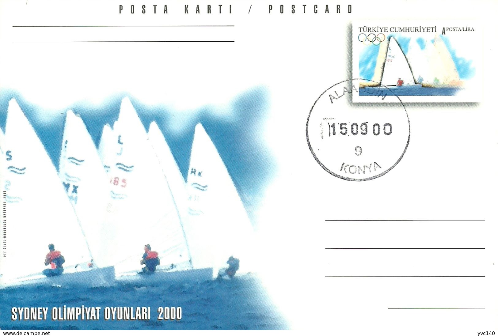 Turkey; 2000 Postal Stationery "Sydney Olympic Games (Sailing)" - Ganzsachen
