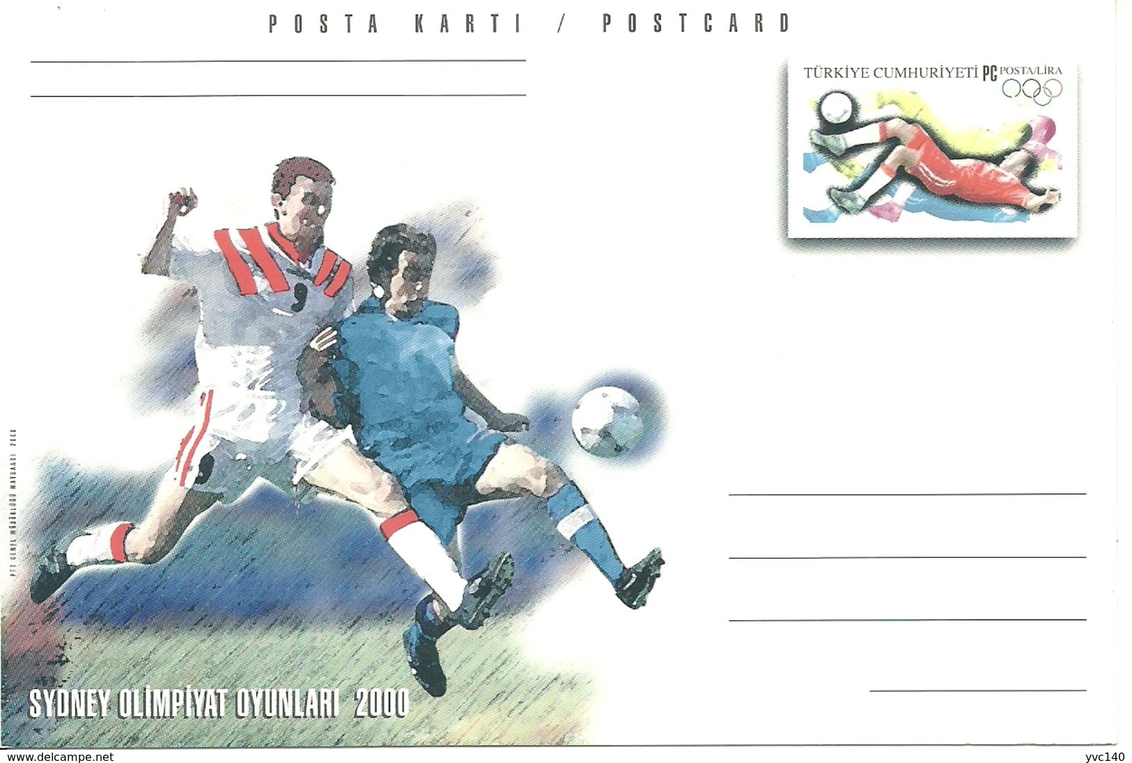 Turkey; 2000 Postal Stationery "Sydney Olympic Games (Football)" - Ganzsachen