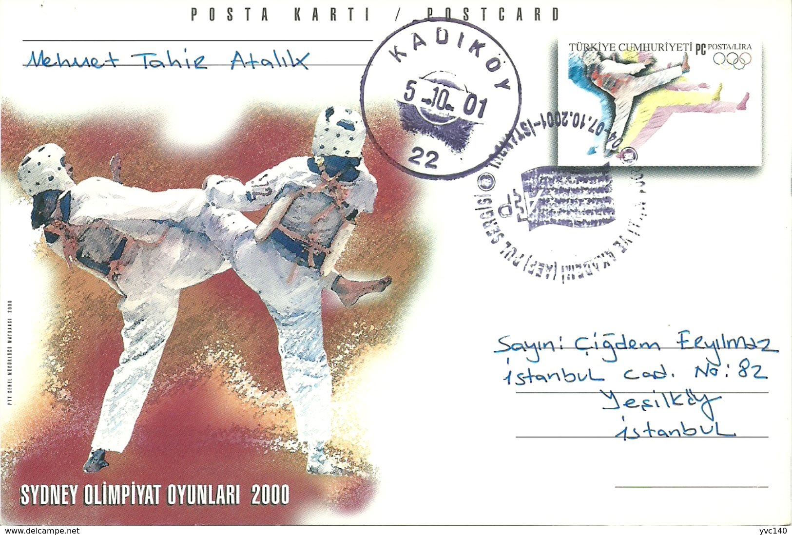 Turkey; 2000 Postal Stationery "Sydney Olympic Games (Karate)" - Interi Postali