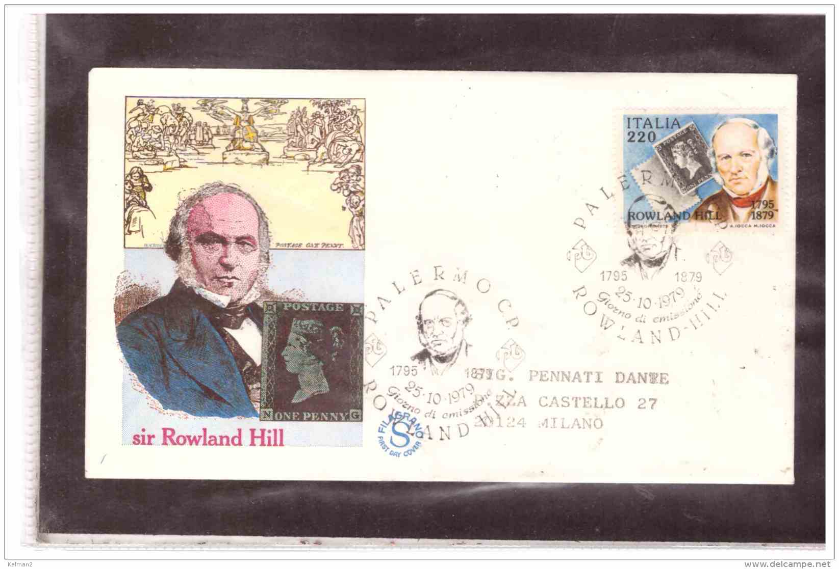 FDC4500     -    PALERMO    25.10.79     /      FDC  CENTENARIO MORTE  SIR ROWLAND  HILL - Briefmarken Auf Briefmarken