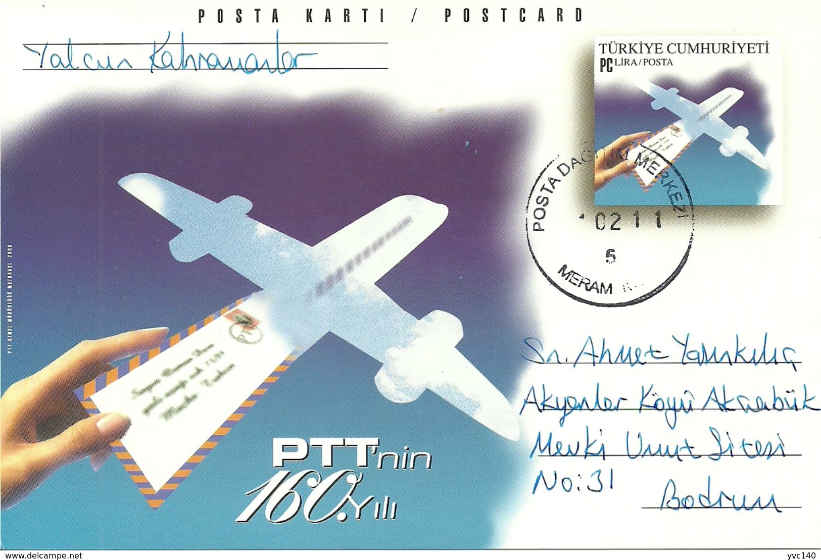 Turkey; 2000 Postal Stationery "160th Anniv. Of PTT" - Ganzsachen