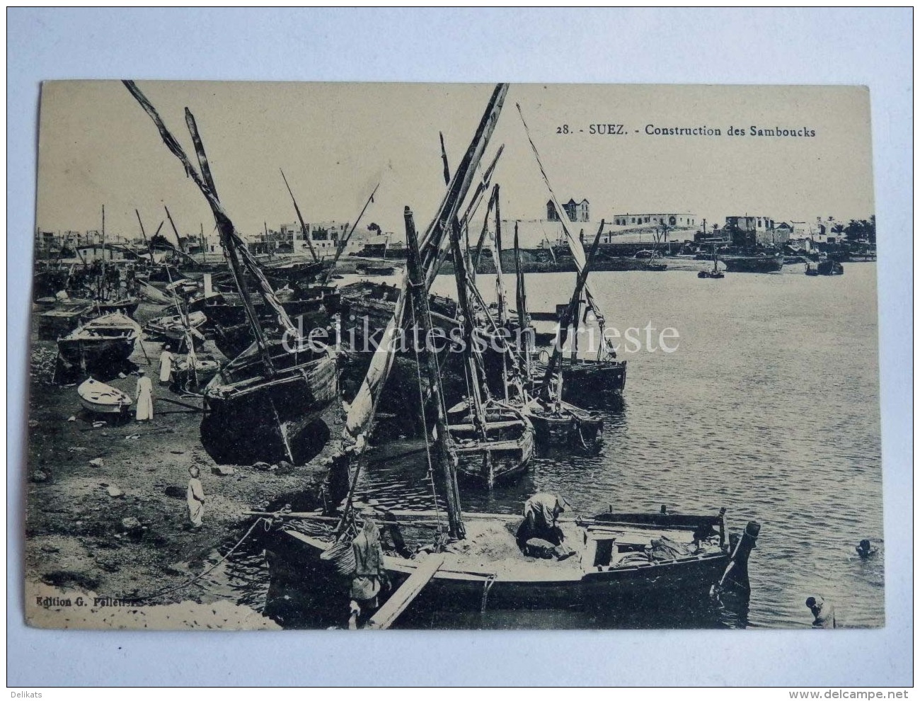 EGITTO EGYPT SUEZ  Costruction Des Samboucks Boat Old Postcard - Suez