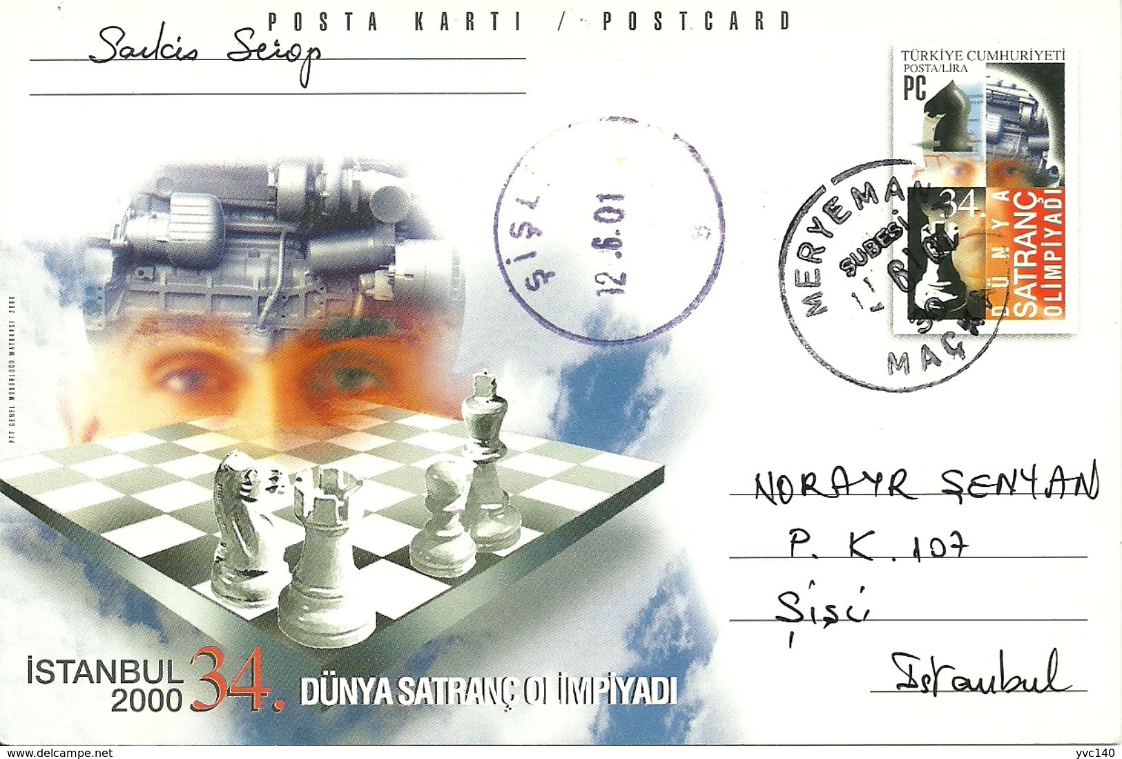 Turkey; 2000 Postal Stationery "34th World Chess Olympics, Istanbul" - Postal Stationery