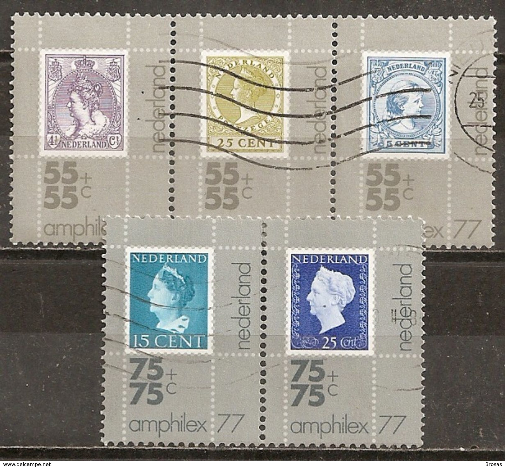 Pays-Bas Netherlands 1976 Exhibition Philatelique Amphilex Timbre Sur Timbre Complete Set Obl - Used Stamps