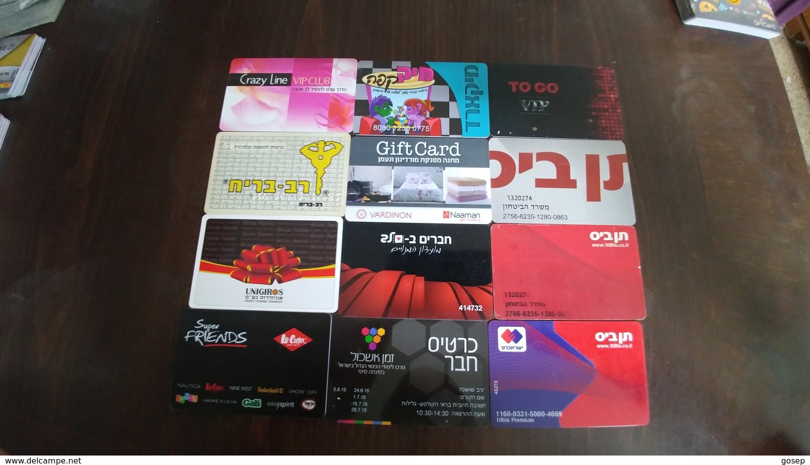 Israel-gift Cards-(set 184)-(12cards)-used+2card Prepiad Free - Gift Cards