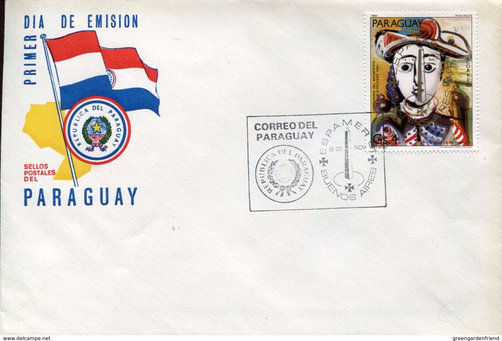 27562 Paraguay, Cover Fdc 1981 Stamp Picasso For The  Centenary Of Birth - Picasso