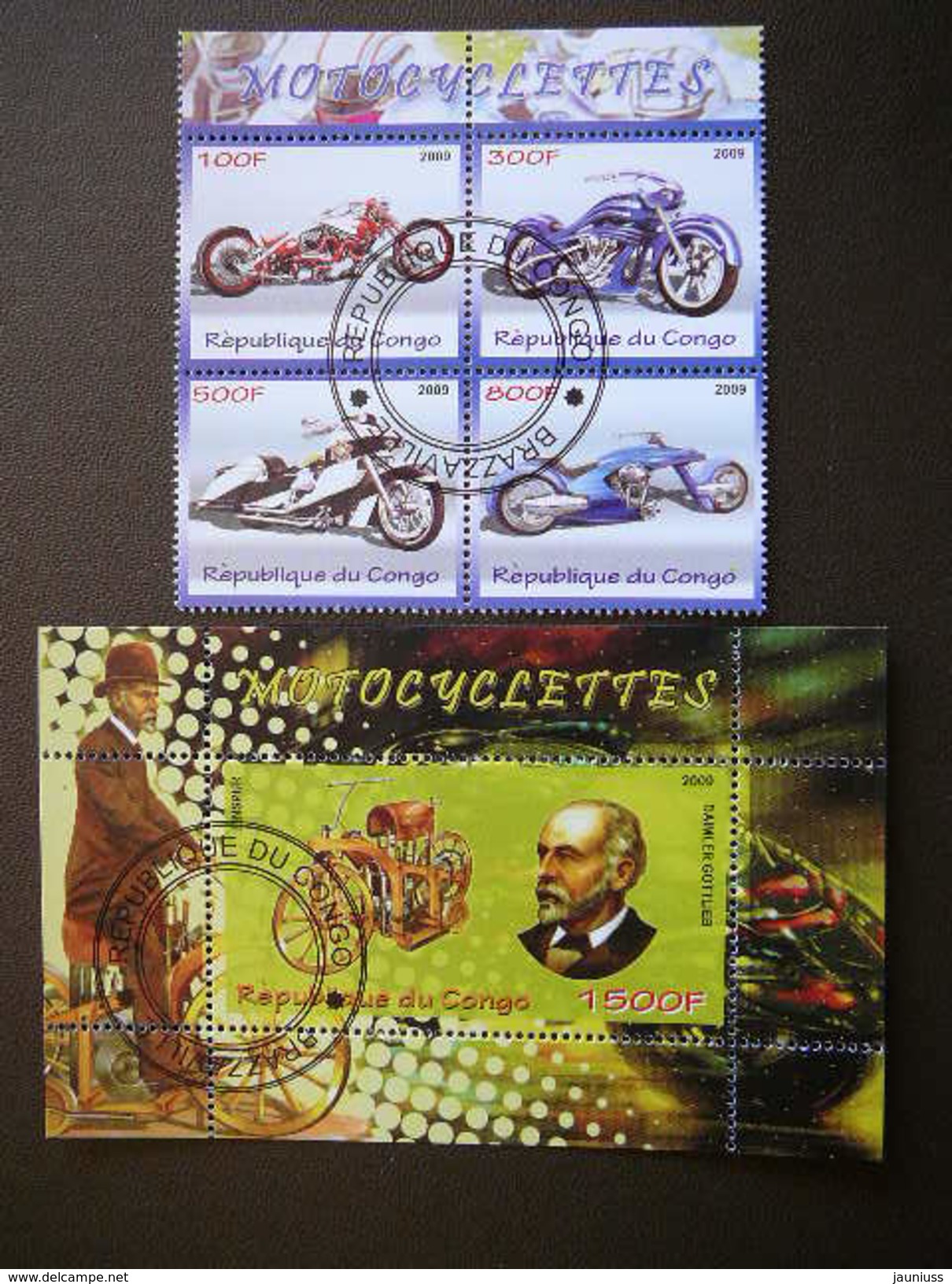 B(1402) 2009 # Transport - Motorcycles.Motorräder.Motocyclettes # Set Of 4 Stamps + Block # Used Motorbikes - Motorbikes