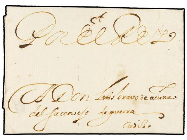 4 ESPAÑA. 1630 (23 Julio). <B>CORREO REAL</B>. MADRID A CÁDIZ. Carta Con Firma YO EL REY De FELIPE IV. En El Frente Fran - Other & Unclassified