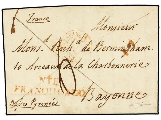 18 ESPAÑA: PREFILATELIA. 1841. NAVARRETE A FRANCIA. Marca<B> NTE/FRANQUEADO</B>. MUY BONITA Y MUY RARA. - Andere & Zonder Classificatie