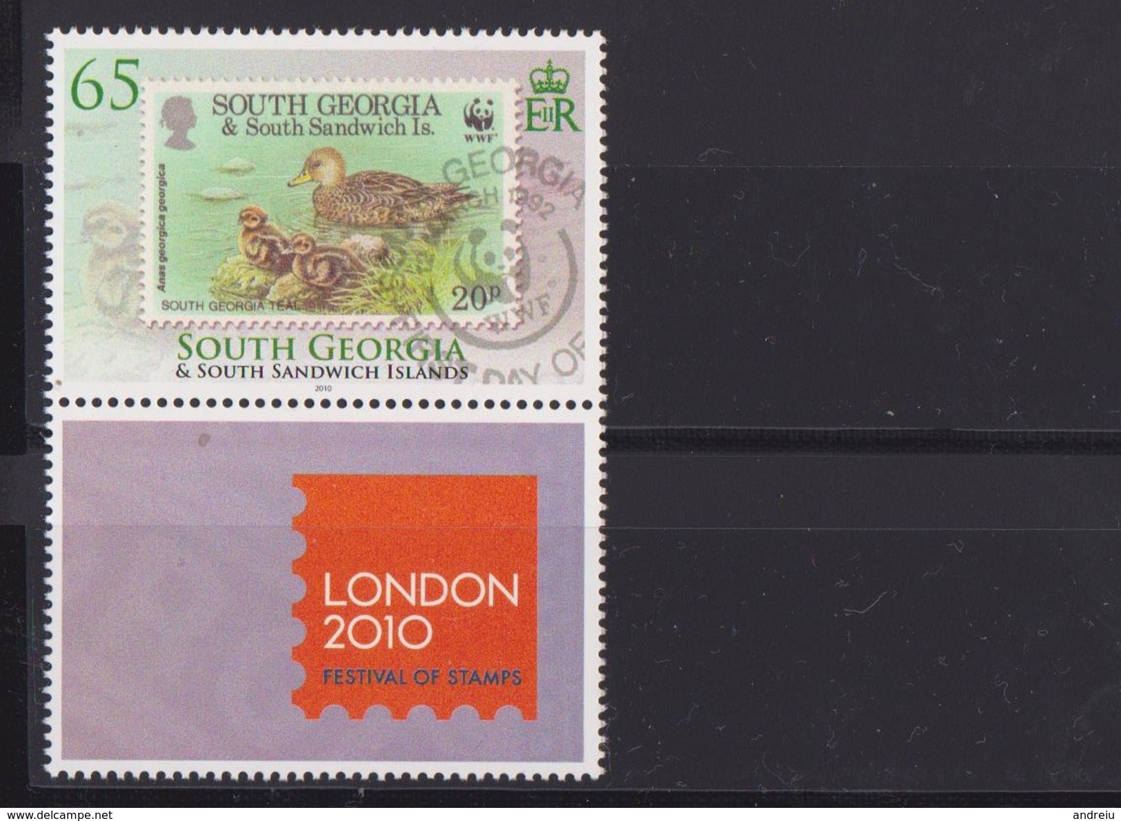 2010 South Georgia (Falkland Islands Dep.) - London Stamp Exhibition, Stamp On Stamp 1v.+tab,Ducks Michel 501 SG 500 MNH - Entenvögel