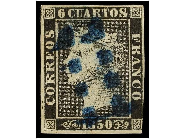 55 ° ESPAÑA. Ed.1. <B>6 Cuartos</B> Negro, Mat. <B>11 LIMADO DE SEVILLA</B> En Azul. - Autres & Non Classés