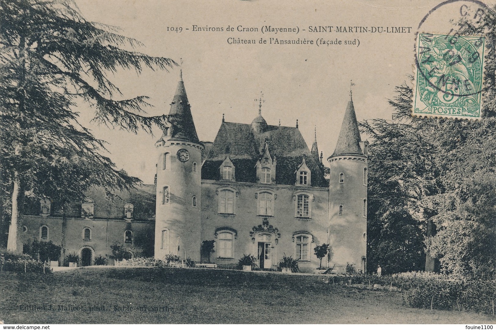 Carte Des Environs De Craon Saint Martin Du Limet Château De L' Ansaudière ( Recto Verso ) - Craon