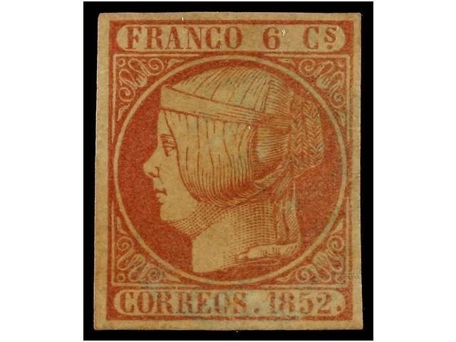 107 * ESPAÑA. Ed.12. <B>6 Cuartos</B> Rosa. PIEZA DE LUJO. Cert. COMEX. Cat. 535€. - Otros & Sin Clasificación