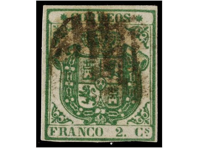 139 ° ESPAÑA. Ed.32. <B>2 Cuartos</B> Verde. BONITO EJEMPLAR. Cert. GRAUS. Cat. 710€. - Autres & Non Classés