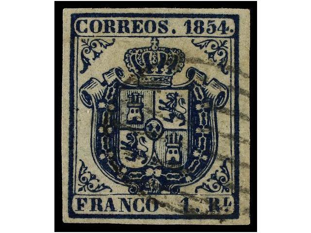 144 ° ESPAÑA. Ed.34. <B>1 Real</B> Azul. Color Intenso. PIEZA DE LUJO. Cert. COMEX. Cat. 485€. - Otros & Sin Clasificación