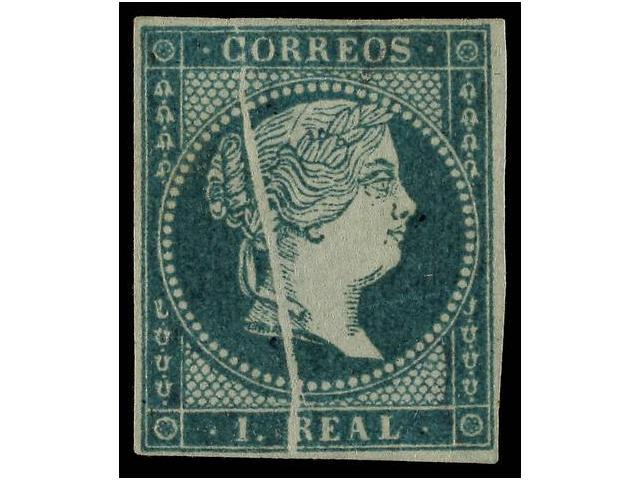 149 (*) ESPAÑA. Ed.41. <B>1 Real</B> Verde. Variedad<B> FUELLE VERTICAL.</B> Leve Pliegue Horizontal. MUY BONITO Y RARO. - Andere & Zonder Classificatie