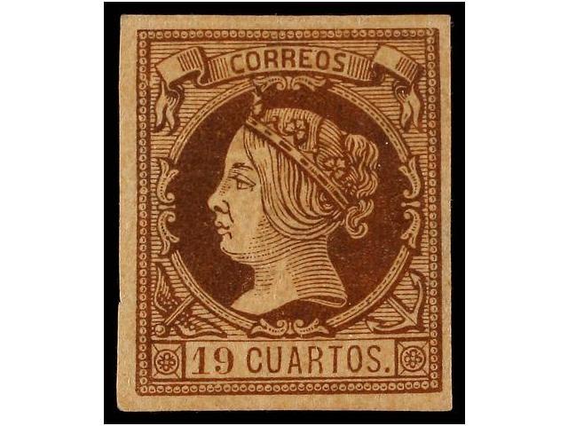 165 * ESPAÑA. Ed.54. <B>19 Cuartos</B> Castaño S. Anteado. Color Excepcional. PIEZA DE LUJO. Cert. CEM. Cat. 3.875€. - Sonstige & Ohne Zuordnung