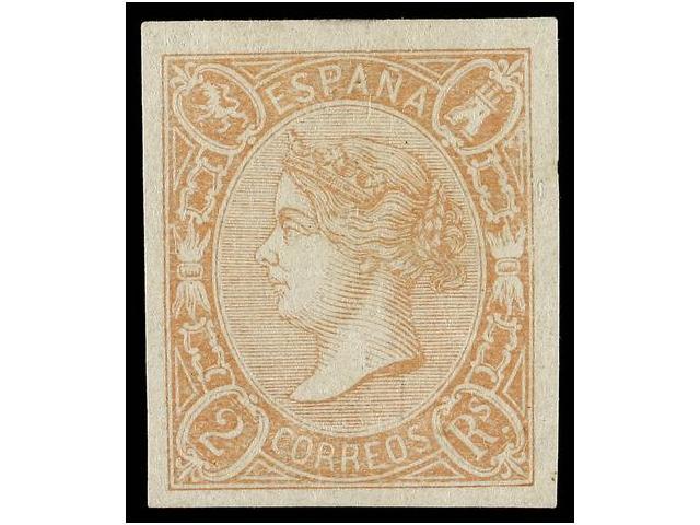 186 * ESPAÑA. Ed.73A. <B>2 Reales</B> Salmón. PIEZA DE LUJO. Cert. COMEX. Cat. 660€. - Autres & Non Classés