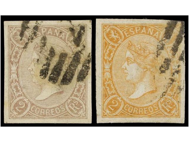 188 ° ESPAÑA. Ed.73, 73A. <B>2 Reales</B> Lila Y Salmón. MAGNÍFICOS. Cat. 143€. - Autres & Non Classés