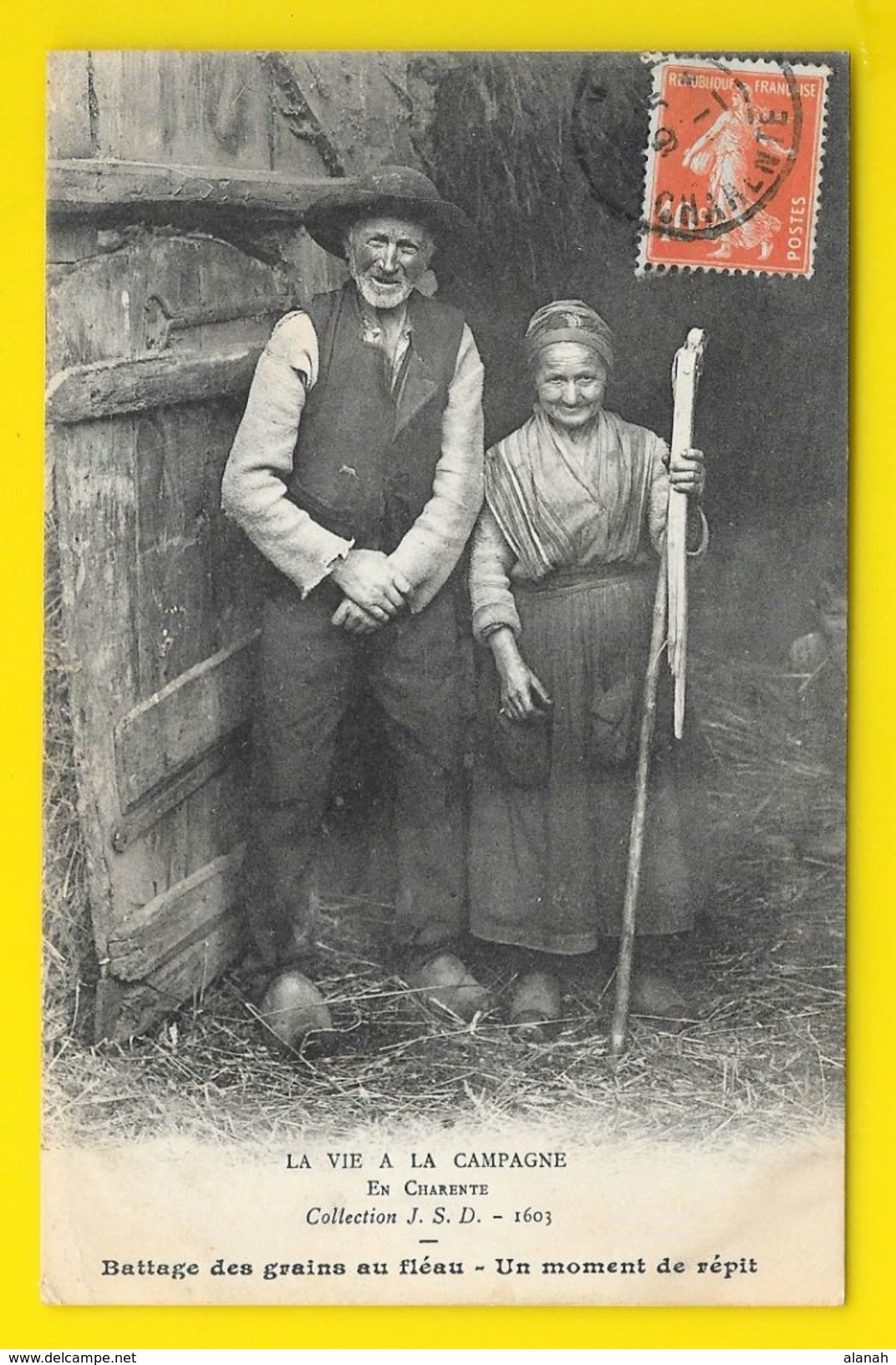 Rare Métiers Battage Des Grains Au Fléau (J.S.D) Charente (16) - Autres & Non Classés