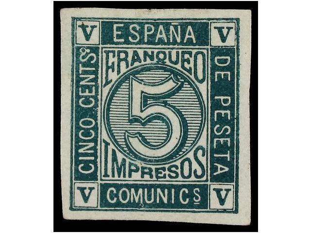 239 * ESPAÑA. Ed.117s. <B>5 Cts.</B> Verde<B> SIN DENTAR.</B> MAGNÍFICO. F.E. SORO. Cat. 335€. - Otros & Sin Clasificación