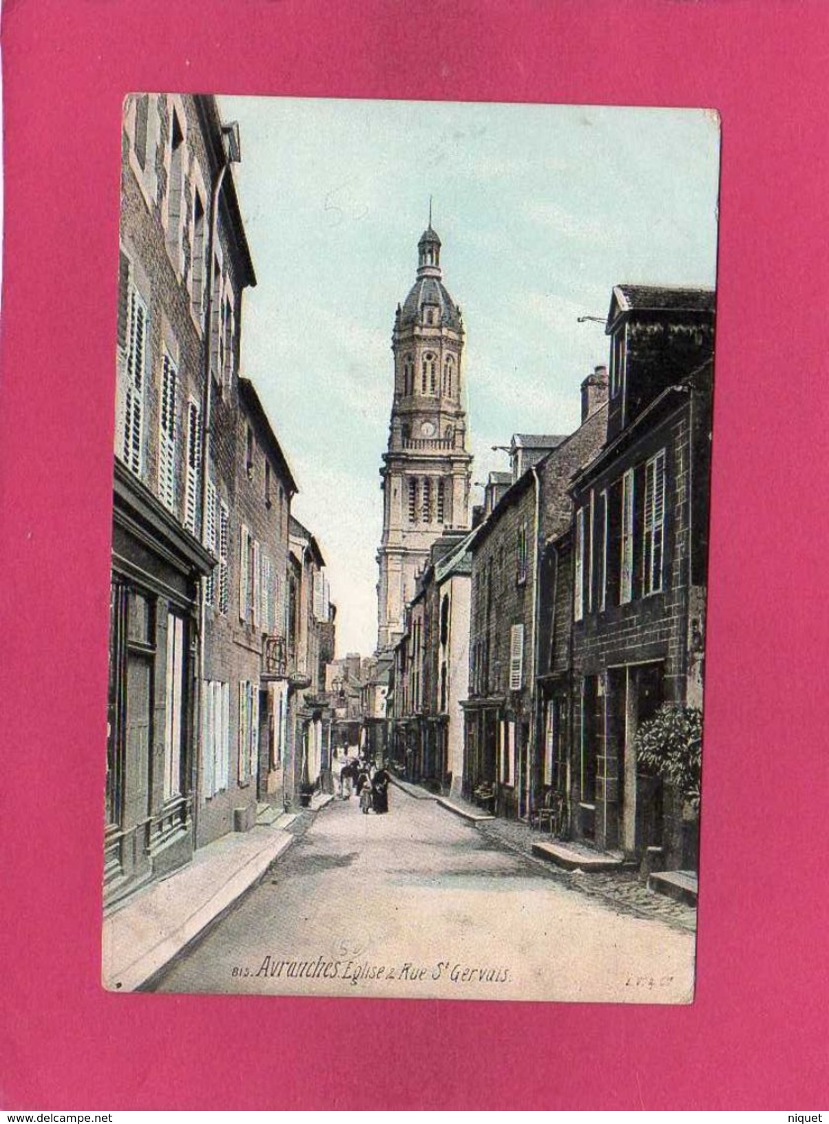 50 Manche, Avranches, Eglise, Rue St-Gervais, Animée, 1913, (L. V.) - Avranches