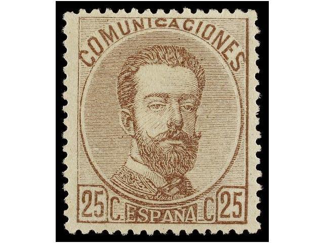 253 * ESPAÑA. Ed.124. <B>25 Cts.</B> Castaño. PIEZA DE LUJO. Cert. GRAUS. - Otros & Sin Clasificación