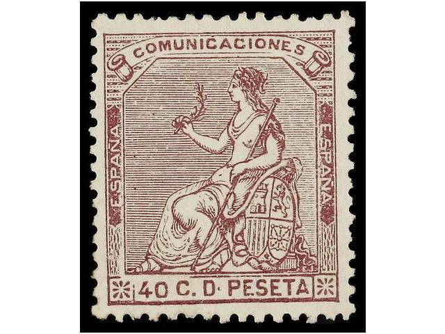 271 (*) ESPAÑA. Ed.136. <B>40 Cts.</B> Castaño Violeta. Excelente Centraje. MAGNÍFICO EJEMPLAR. Cat. 58€. - Otros & Sin Clasificación