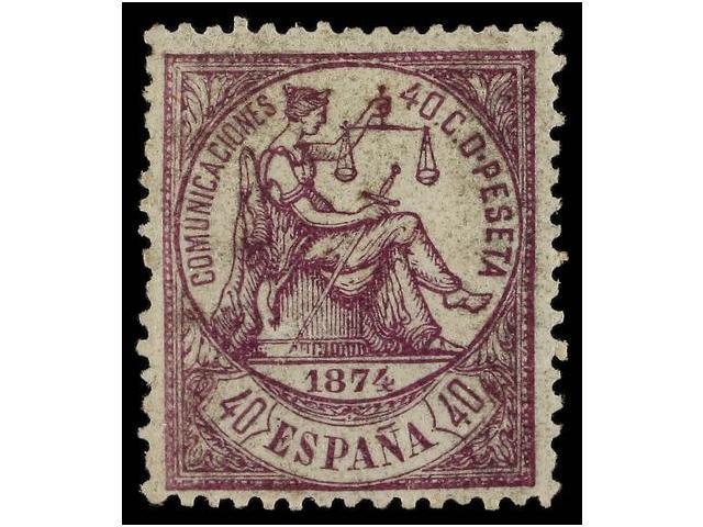 280 * ESPAÑA. Ed.148. <B>40 Cts. </B>violeta. Color Excepcional. PIEZA DE LUJO. Cert. CEM Y GRAUS. Cat. 600€. - Autres & Non Classés