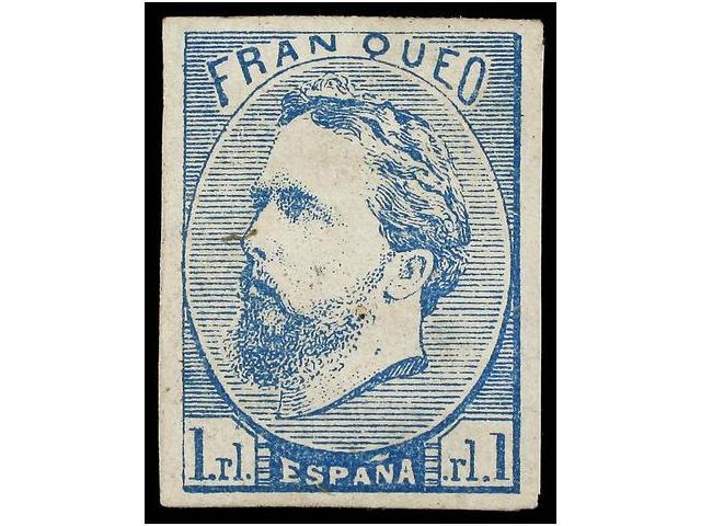 285 * ESPAÑA. Ed.156. <B>1 Real</B> Azul, Tipo I. MAGNÍFICO EJEMPLAR. Cert. GRAUS. Cat. 785€. - Otros & Sin Clasificación