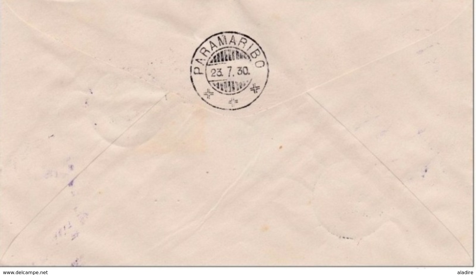 1930 - Lettre Par Avion De Nickerie, Surinam, Guyane Hollandaise Vers Paramaribo - 1er Vol - Timbres De 1922 - Signature - Surinam ... - 1975