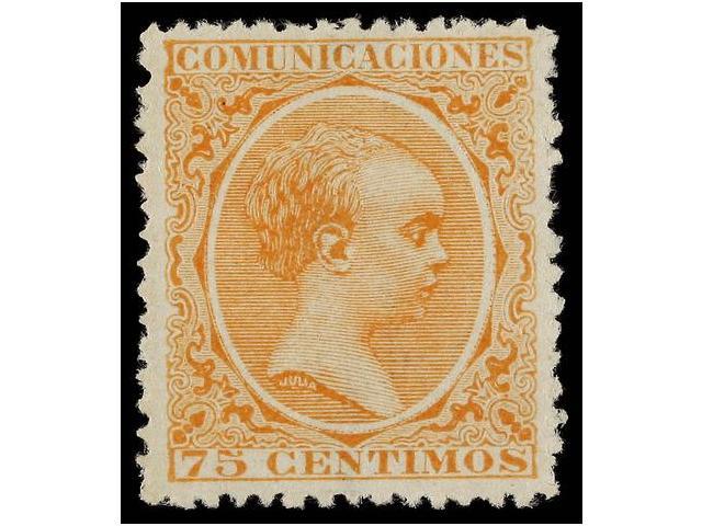 343 (*) ESPAÑA. Ed.225. <B>75 Cts.</B> Naranja. Excelente Centraje. MAGNÍFICO EJEMPLAR. Cert. CEM. Cat. 285€. - Autres & Non Classés