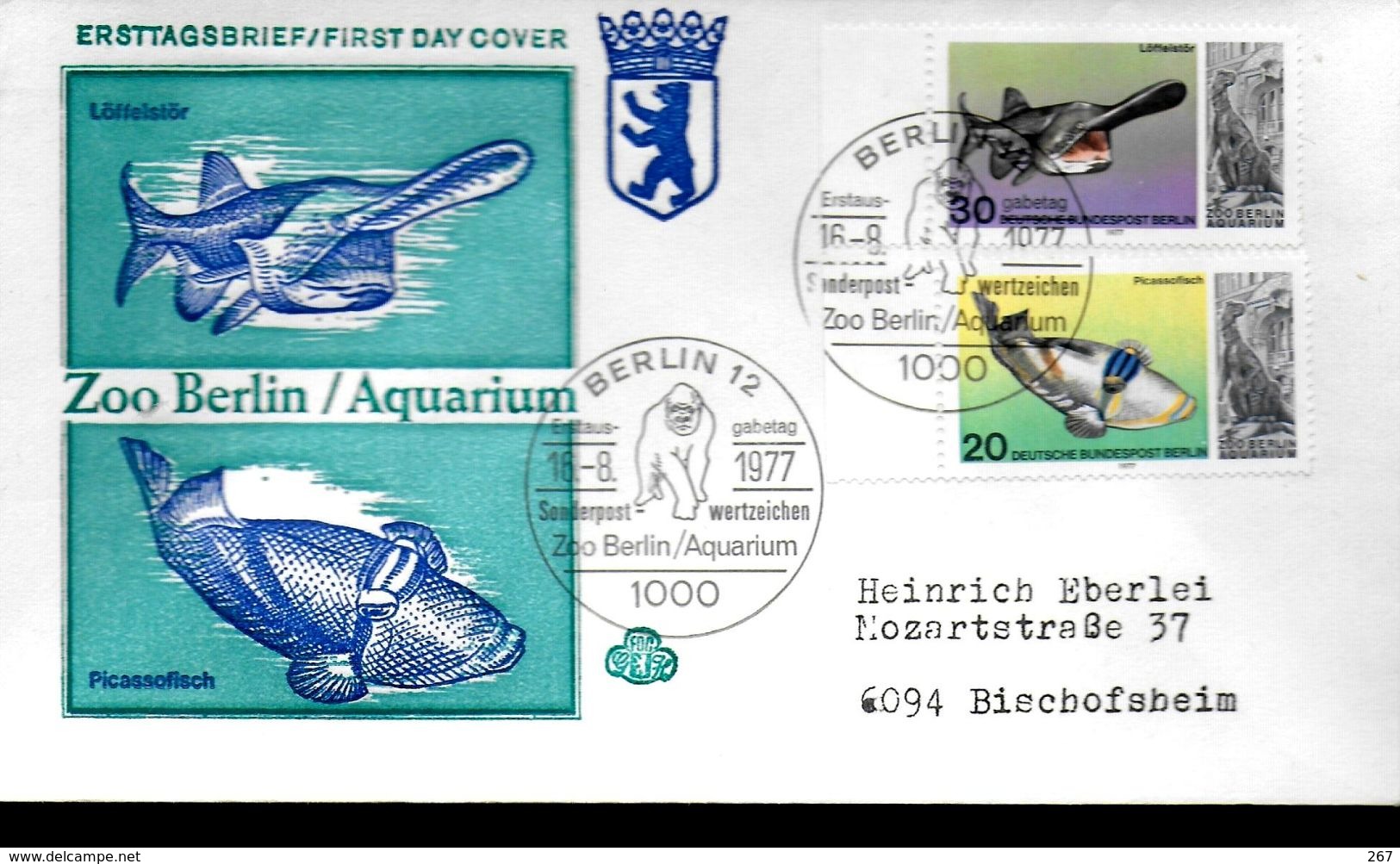 ALLEMAGNE  BERLIN  FDC 1977  Ours Poissons - Pesci