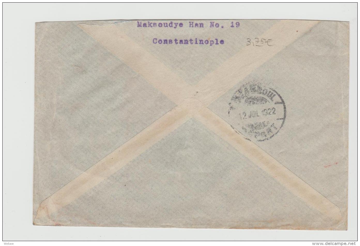 Tur160 / TÜRKEI -  Mi.Nr. 688 (1921) Als Einzelfrankatur Nach Deutschland - Briefe U. Dokumente