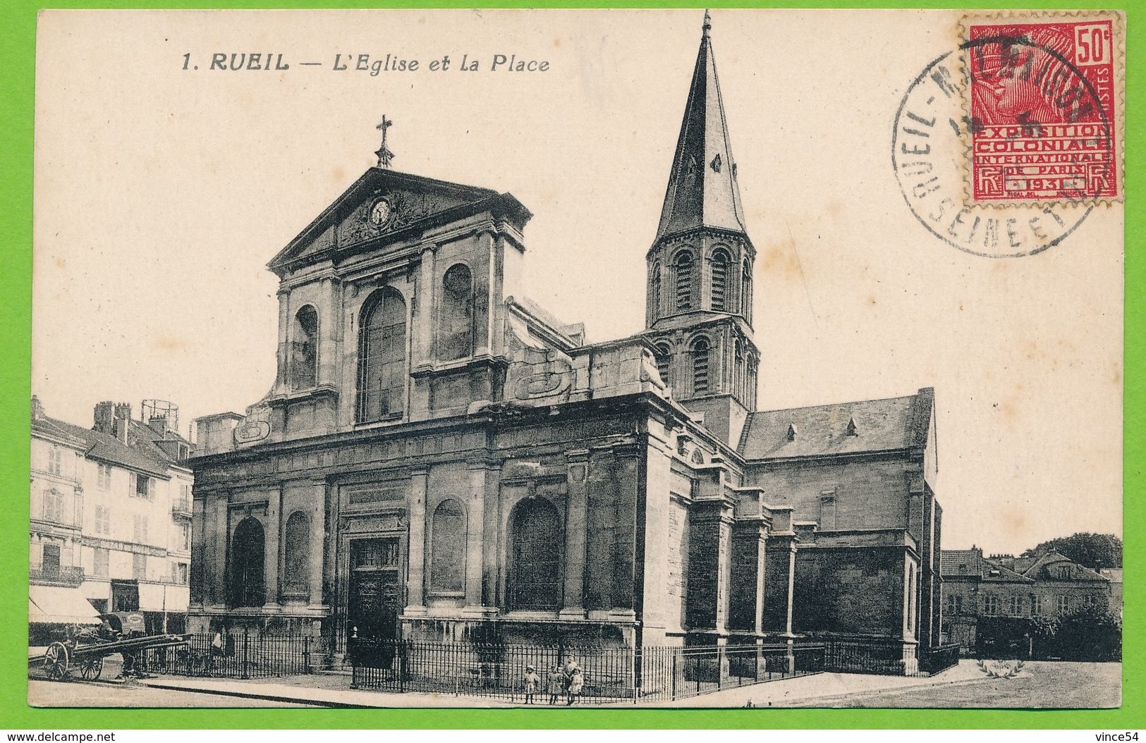 RUEIL - L'Eglise Et La Place  Carte Circulé 1931 - Rueil Malmaison