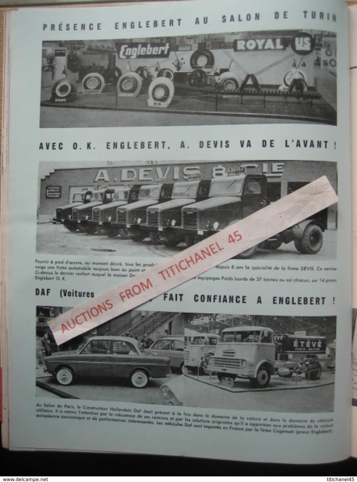 ENGLEBERT MAGAZINE N° 264 1961 - FIAT - DAF - DODGE - PIPER-SUPER-CUB - ISARD - A. DEVIS & Cie - Nouveautés 1961