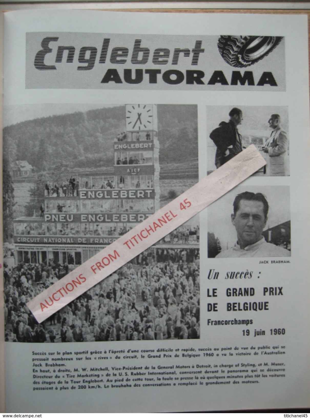 ENGLEBERT MAGAZINE N° 263 - 1960 - VW - GP DE BELGIQUE FRANCORCHAMPS - DE LUYKER R. & E. GENT - G.M.C. - FORD - RENAULT - Voitures