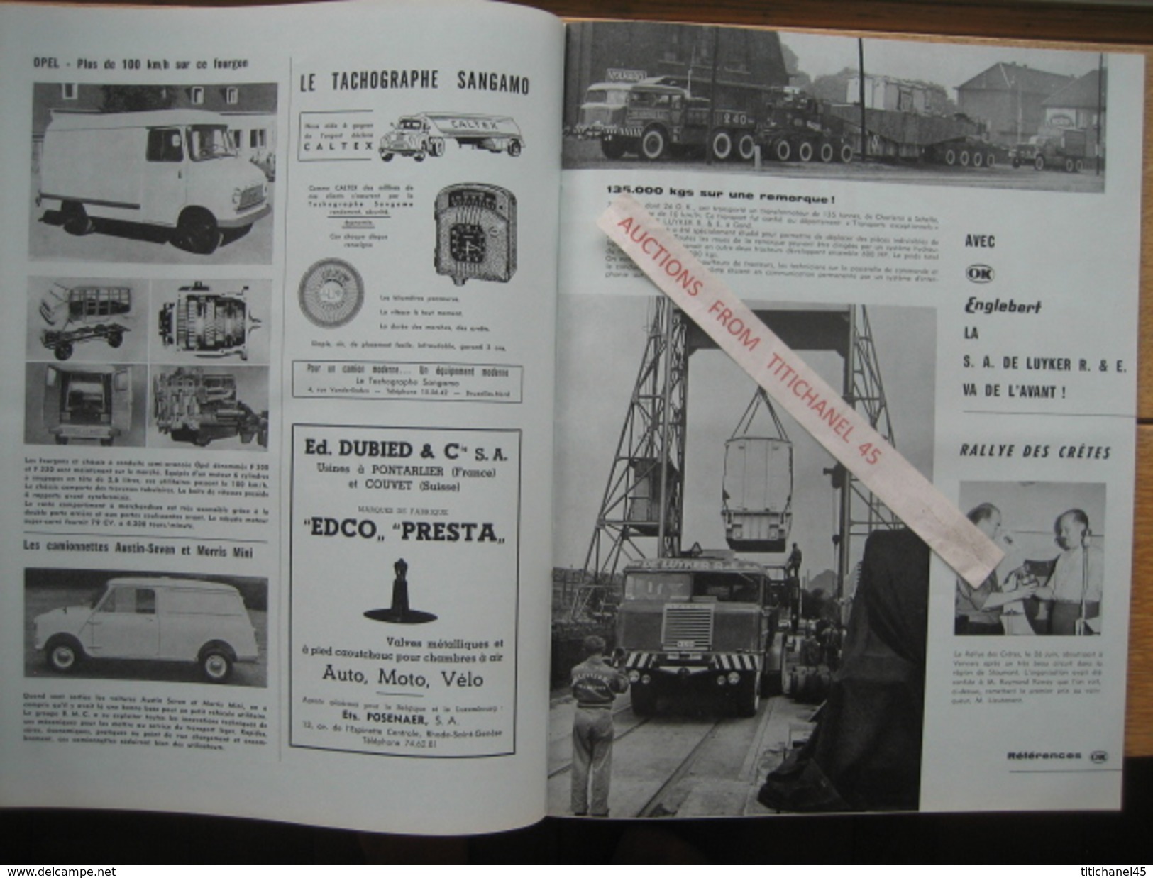 ENGLEBERT MAGAZINE N° 263 - 1960 - VW - GP DE BELGIQUE FRANCORCHAMPS - DE LUYKER R. & E. GENT - G.M.C. - FORD - RENAULT - Voitures