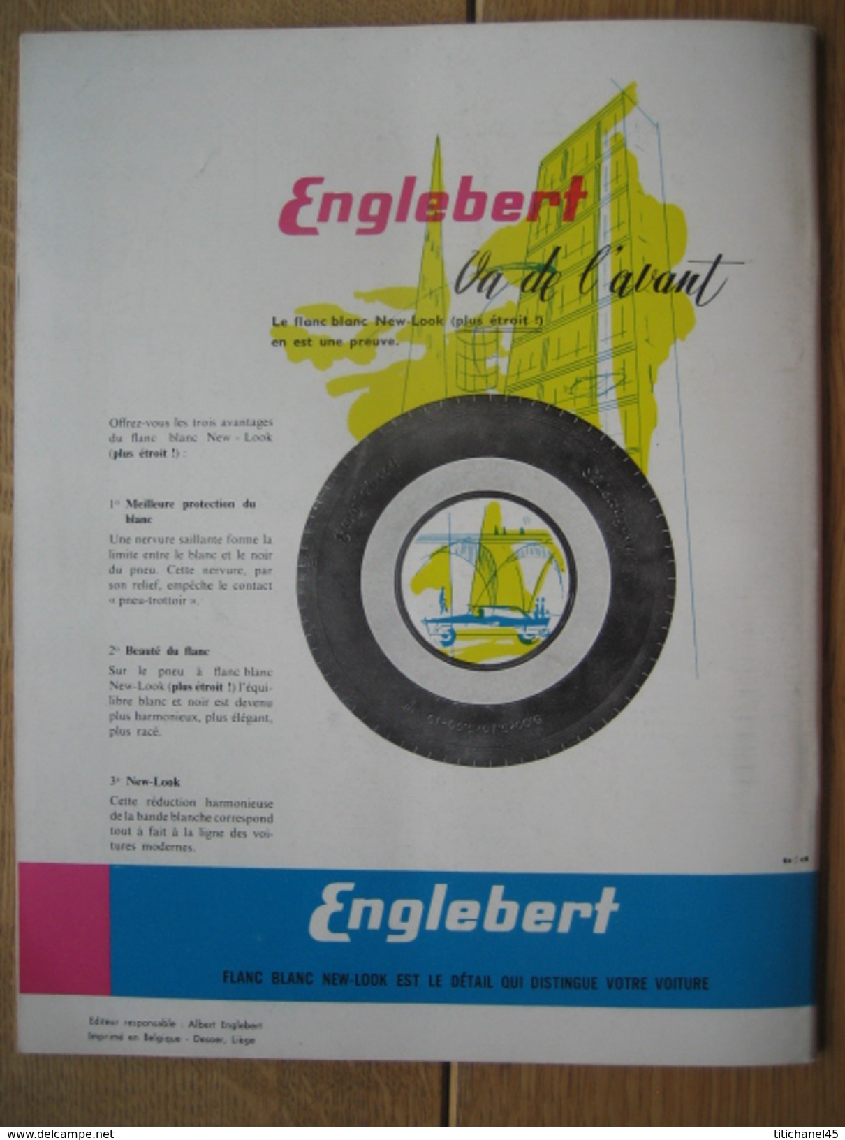 ENGLEBERT MAGAZINE N° 262 - 1960 - CONGO - VW - FORD - CORVETTE XP 700 - INTERLAIT DISON - JOST & KORNWOLF BULLANGE