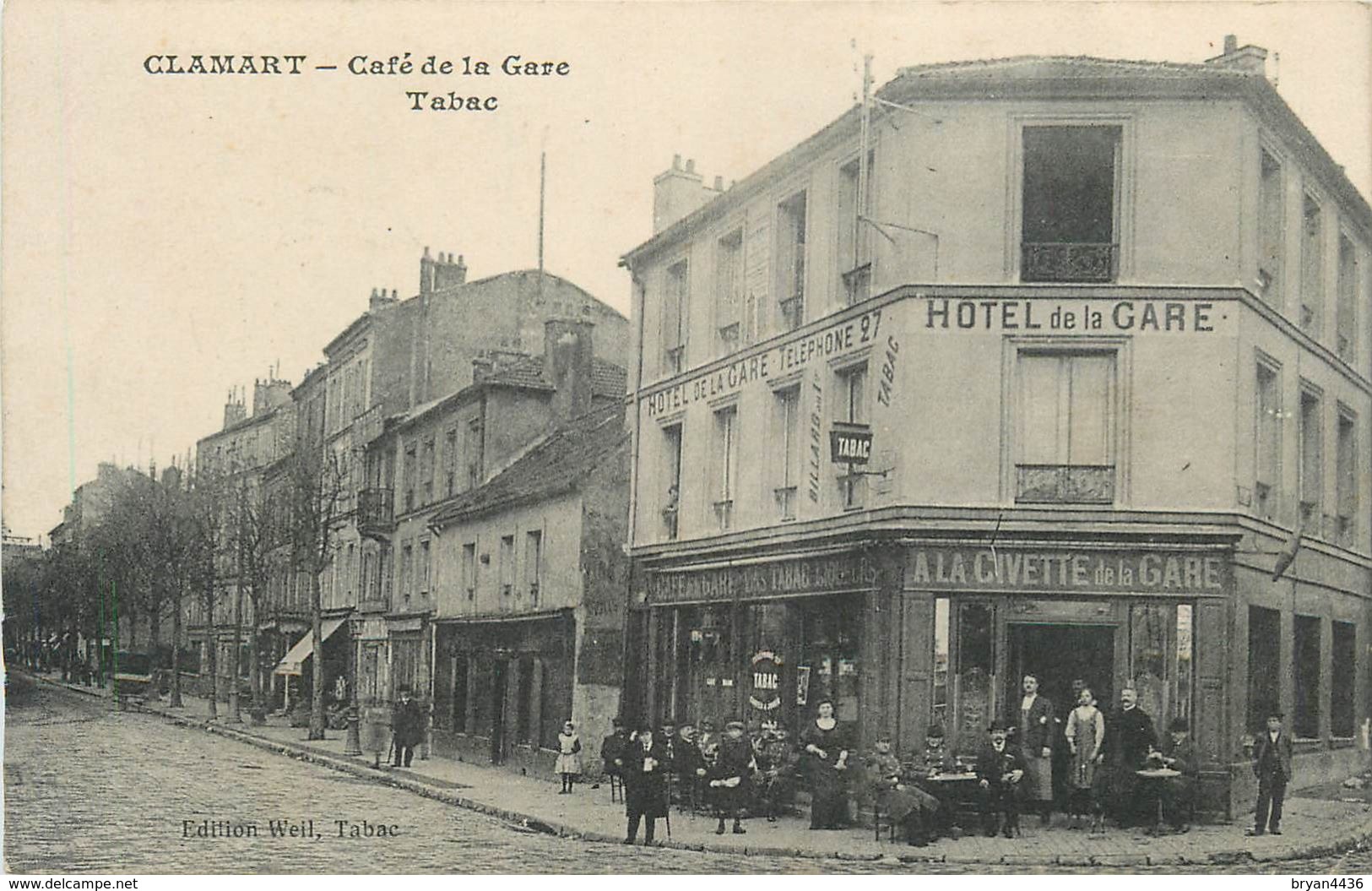 92 - CLAMART - "A LA CIVETTE" - CAFE TABAC DE LA GARE - CPA ANIMEE - VOYAGEE EN FRANCHISE MILITAIRE - 1917 - TB*** - Clamart