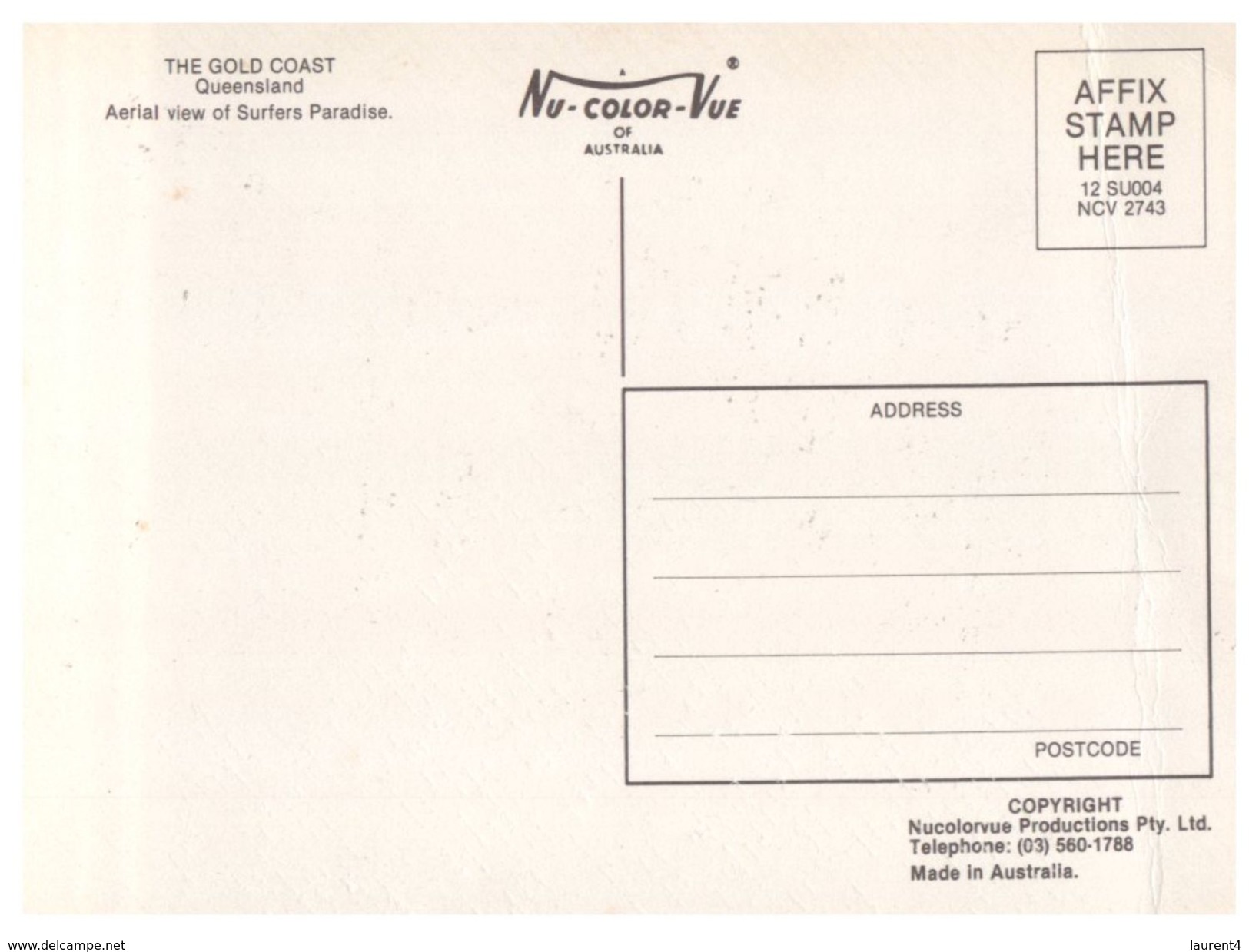 (225) Australia (with Australian Stamps At Bck Of Card) QLD - Gold Coast - Gold Coast