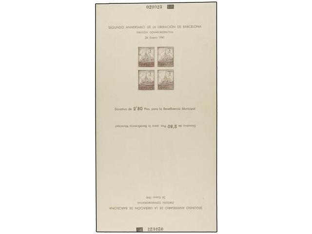 869 (*) ESPAÑA: AYUNTAMIENTO DE BARCELONA. Ed.HB 29s. <B>HB. 5 Cts.</B> Castaño<B> SIN DENTAR</B> En Pareja Vertical, Un - Autres & Non Classés