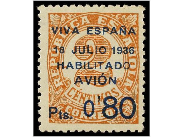 956 * ESPAÑA: CANARIAS. Ed.2d. <B>80 Cts. S. 2 Cts.</B> Castaño Claro, Dent 13. <B>ERROR EN EL SELLO. </B> Cat. 165€. - Otros & Sin Clasificación